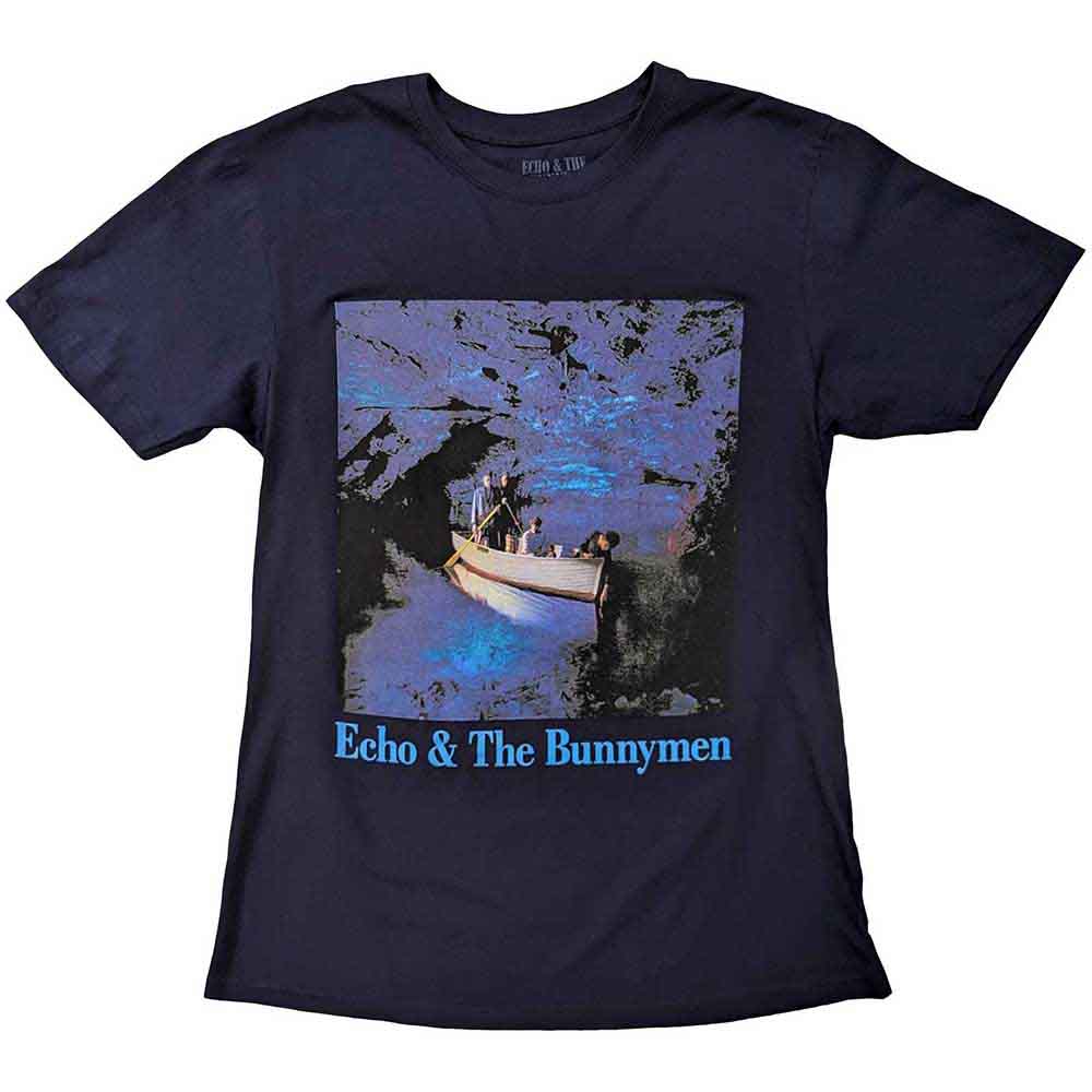 Black t-shirt featuring album artwork from Echo & The Bunnymen’s “Ocean Rain”.
