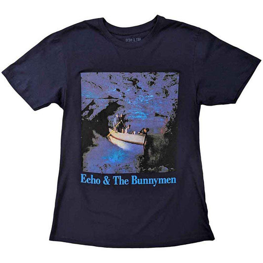 Black t-shirt featuring album artwork from Echo & The Bunnymen’s “Ocean Rain”.