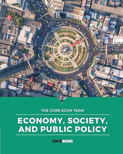 Book cover with aerial city view and title: "Economy, Society, and Public Policy".