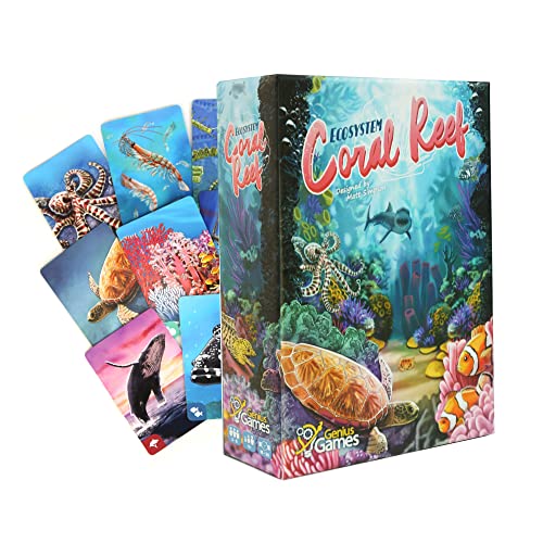 Coral Reef card game box with colorful illustrations of marine life.