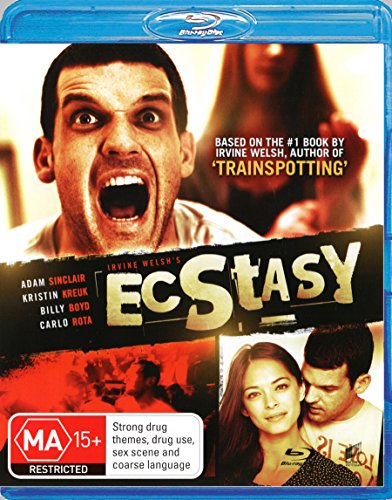 Ecstasy" Blu-ray cover featuring a man screaming and a smaller couple's image.