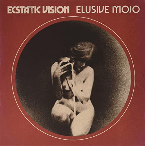 Red album cover featuring a grainy, circular portrait of a nude person.