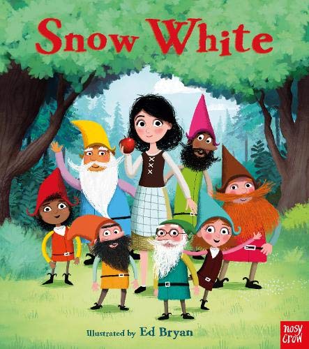 Snow White and seven dwarves illustrated in a colorful storybook cover.