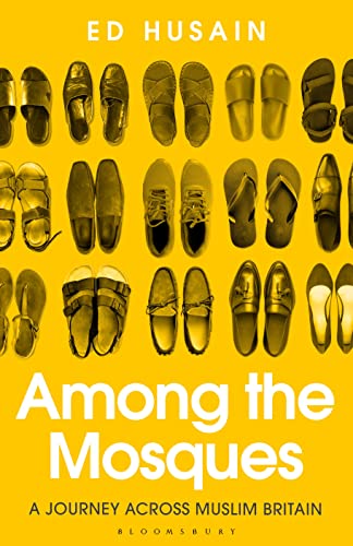 Book cover: rows of shoes above the title "Among the Mosques.