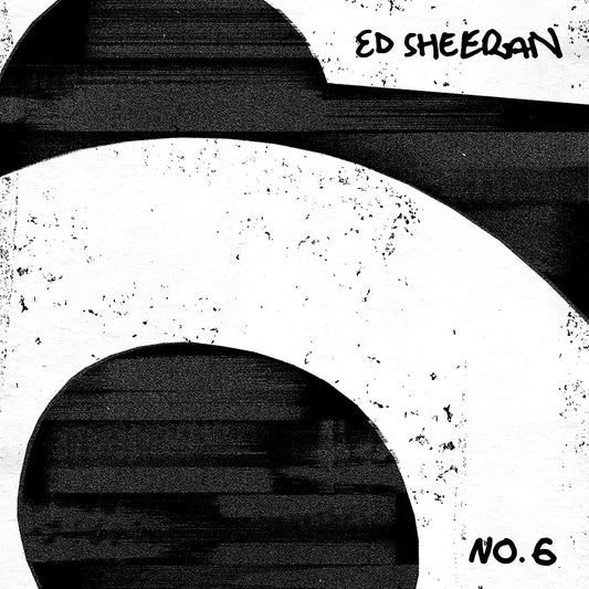 Ed Sheeran's album cover with abstract black shapes on a white background.