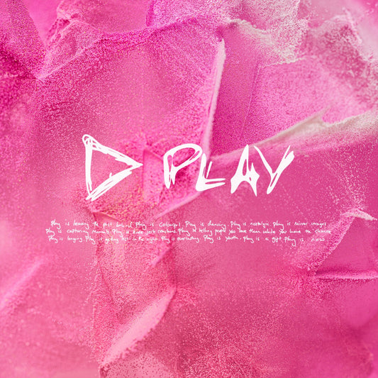 Pink vinyl record cover for Ed Sheeran’s “Play” with a play button graphic.