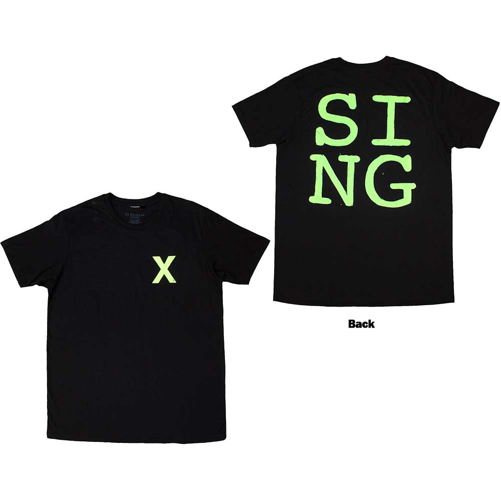 Black unisex Ed Sheeran t-shirt, XX-Large, with “Sing” back print and chest pocket.