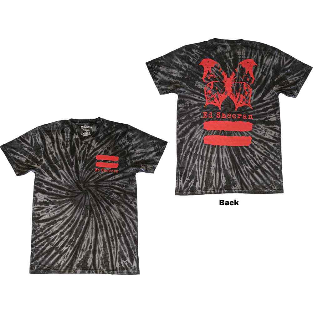Black unisex t-shirt featuring a red butterfly graphic on the back with washed finish.