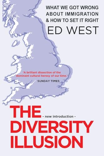 Book cover: map of the UK with red title “The Diversity Illusion” and author Ed West.