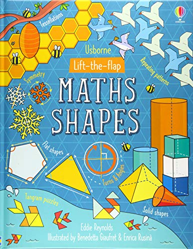 Lift-the-flap book cover featuring colourful shapes and mathematical concepts.