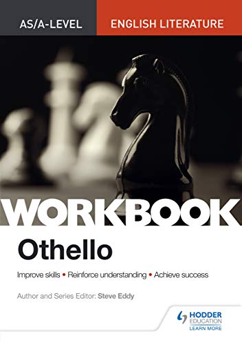 "Cover of 'Othello' workbook with a black chess knight on a dark background."