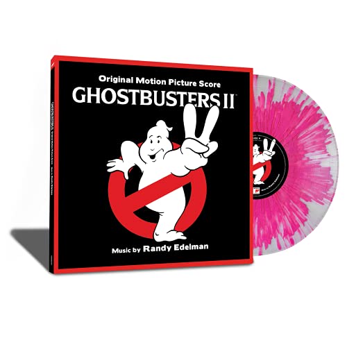 Ghostbusters II soundtrack vinyl record with pink and white swirl disc.