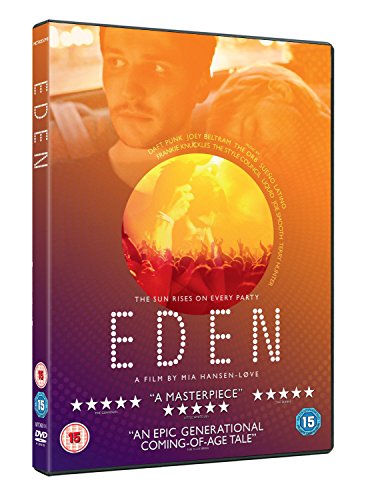 DVD cover for Eden featuring a man's face and a crowd at a party.