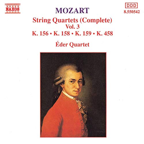 CD cover featuring a portrait of Mozart and text: "Mozart String Quartets.