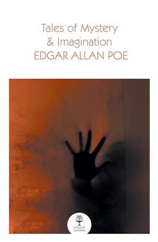 Book cover: "Tales of Mystery & Imagination" by Edgar Allan Poe, shadowy hand.