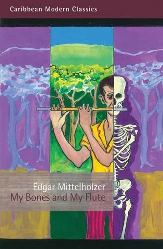 Book cover: half-skeleton playing a flute in a landscape.