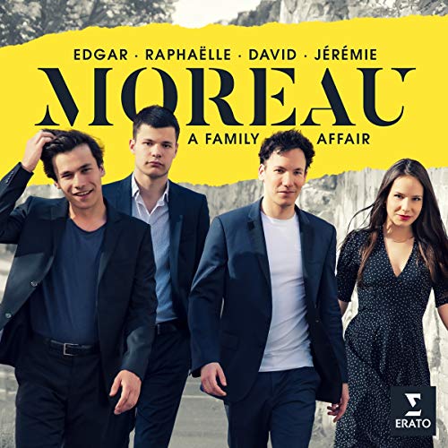 "CD cover featuring four people, three men and one woman, walking together."