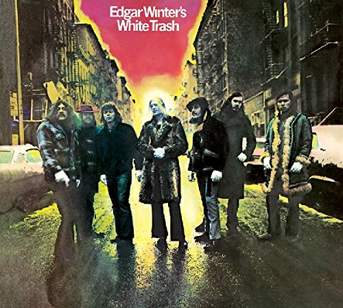 Edgar Winter's White Trash album cover featuring a band in a city street.