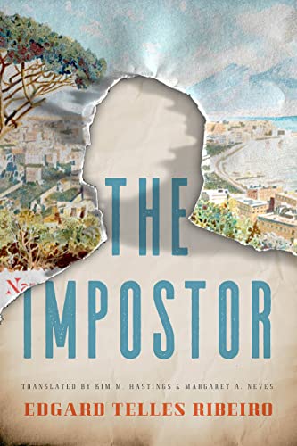 Book cover for "The Impostor" with a silhouetted head and coastal town.