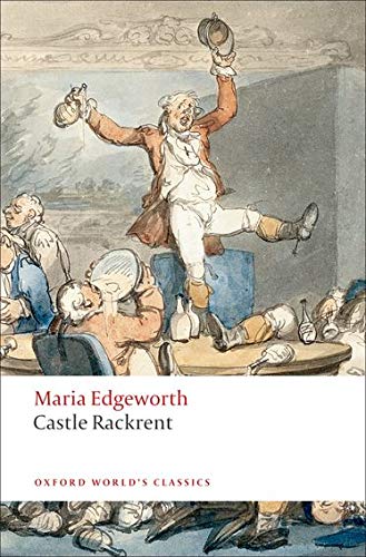 Book cover showing a rowdy 18th-century scene with men drinking, titled Castle Rackrent.