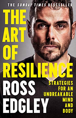 Book cover featuring a close-up portrait of Ross Edgley, titled "The Art of Resilience.