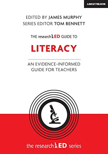 Book cover: "The researchED Guide to Literacy" with a microscope graphic.