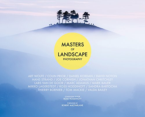 Book cover: “Masters of Landscape Photography” with hilltop image.