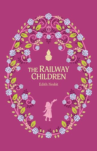 Book cover for “The Railway Children” by Edith Nesbit with floral wreath.