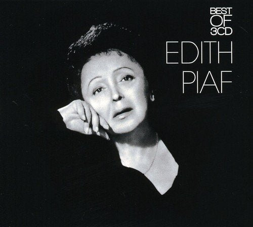 Black and white portrait of Edith Piaf on a 3CD album cover.