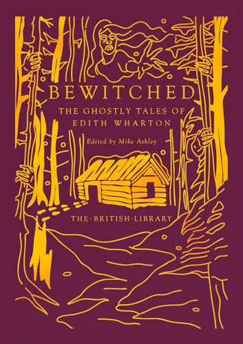 Book cover with yellow line art of a cabin and forest on purple background.