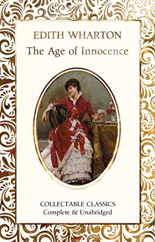 Book cover of “The Age of Innocence” featuring a woman in a red dress.