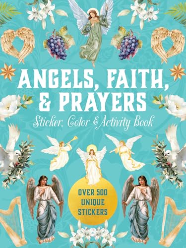 Book cover with angels, flowers, and the title “Angels, Faith, & Prayers.”