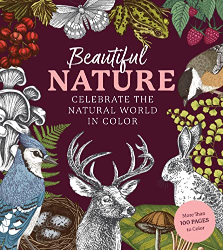 Coloring book cover featuring detailed illustrations of plants and animals.