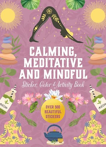 Book cover with yoga pose, plants, and text: "Calming, Meditative and Mindful".