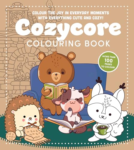 Colouring book cover with cartoon bear, hedgehog, cow and rabbit.