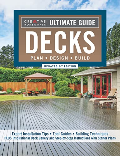 Book cover for “Ultimate Guide: Decks,” featuring a wooden deck and garden.