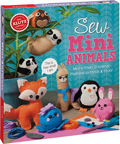 Box cover displaying colorful, small sewn animal plushies and sewing supplies.