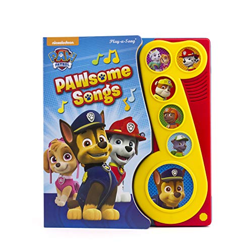PAW Patrol music sound book featuring Chase, Skye, Marshall, and other pups.