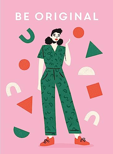 Illustration of a woman in a green patterned jumpsuit with geometric shapes.
