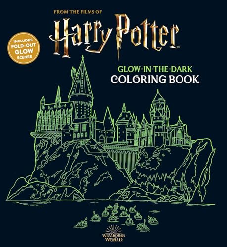 Harry Potter glow-in-the-dark coloring book cover featuring Hogwarts castle.