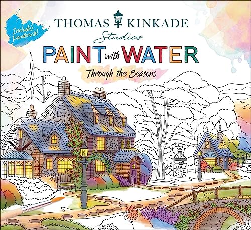 Coloring book cover with a detailed cottage scene and winter landscape.