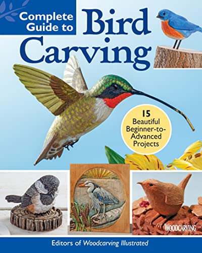 Book cover titled Complete Guide to Bird Carving featuring photos of various wooden bird carvings.