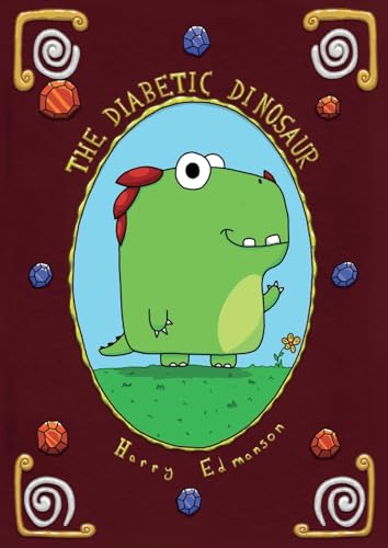 Cartoon green dinosaur with a friendly expression on a book cover.