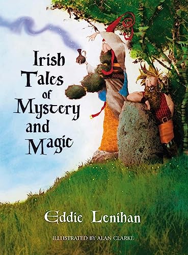 Book cover with illustrated wizard, dwarf, and Irish landscape.