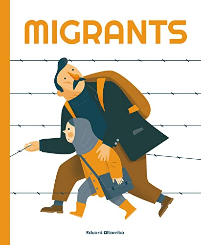 An adult and child walk past a barbed wire fence on this book cover.