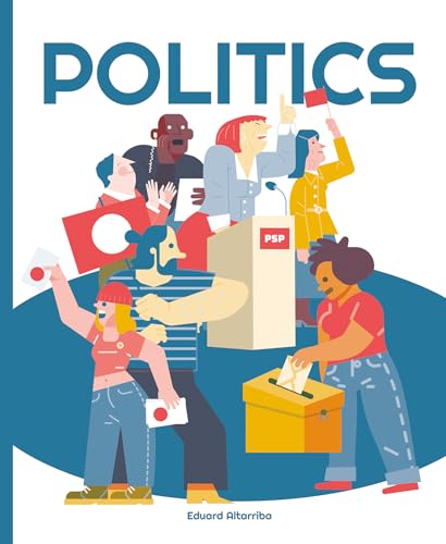 Book cover depicting diverse people at a political rally and voting.