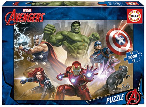 Avengers puzzle box featuring Hulk, Thor, Captain America, Iron Man, and Black Panther.