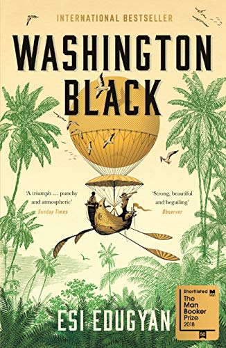 Book cover illustration of a hot air balloon flying over a tropical jungle.