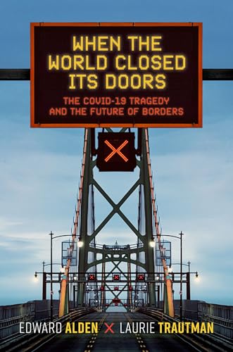 Book cover with a bridge, closed road signs, and text about Covid-19.