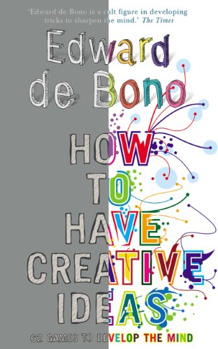 Book cover titled How to Have Creative Ideas by Edward de Bono, half-grayscale, half-colorful.